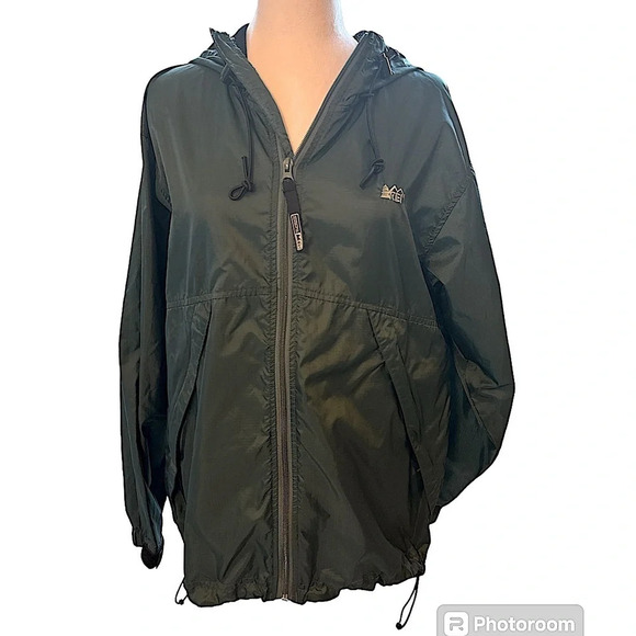 REI Nylon Windbreaker Full Zip Up Hooded Lightweight Jacket Green Unisex Small - Picture 2 of 14